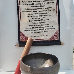 Meditation bowl and sign